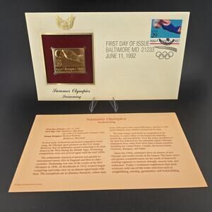 Summer Olympics Swimming Gold Stamp First Day Issue 1992 PCS